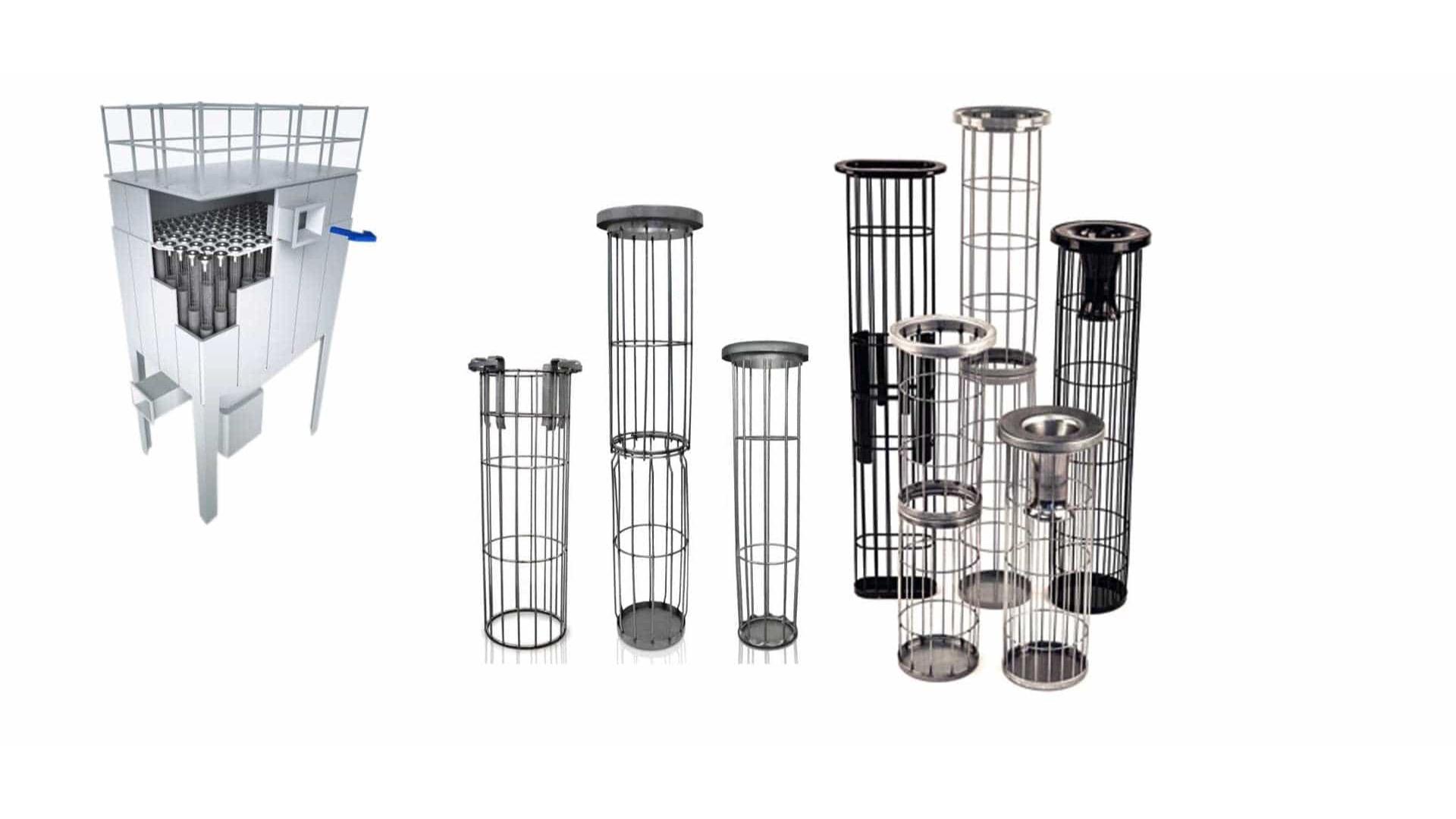 Industrial filter cages for bag filter systems