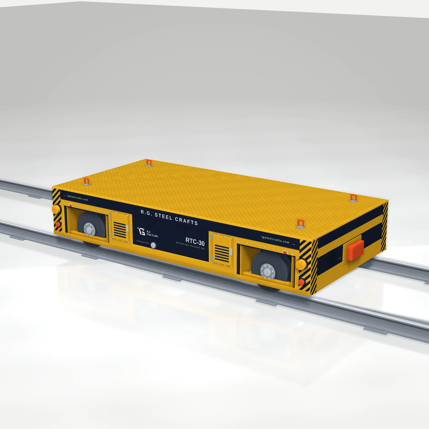 Battery-electric rail transfer car RTC-30, 30 tonne capacity, on 52 kg/m rail