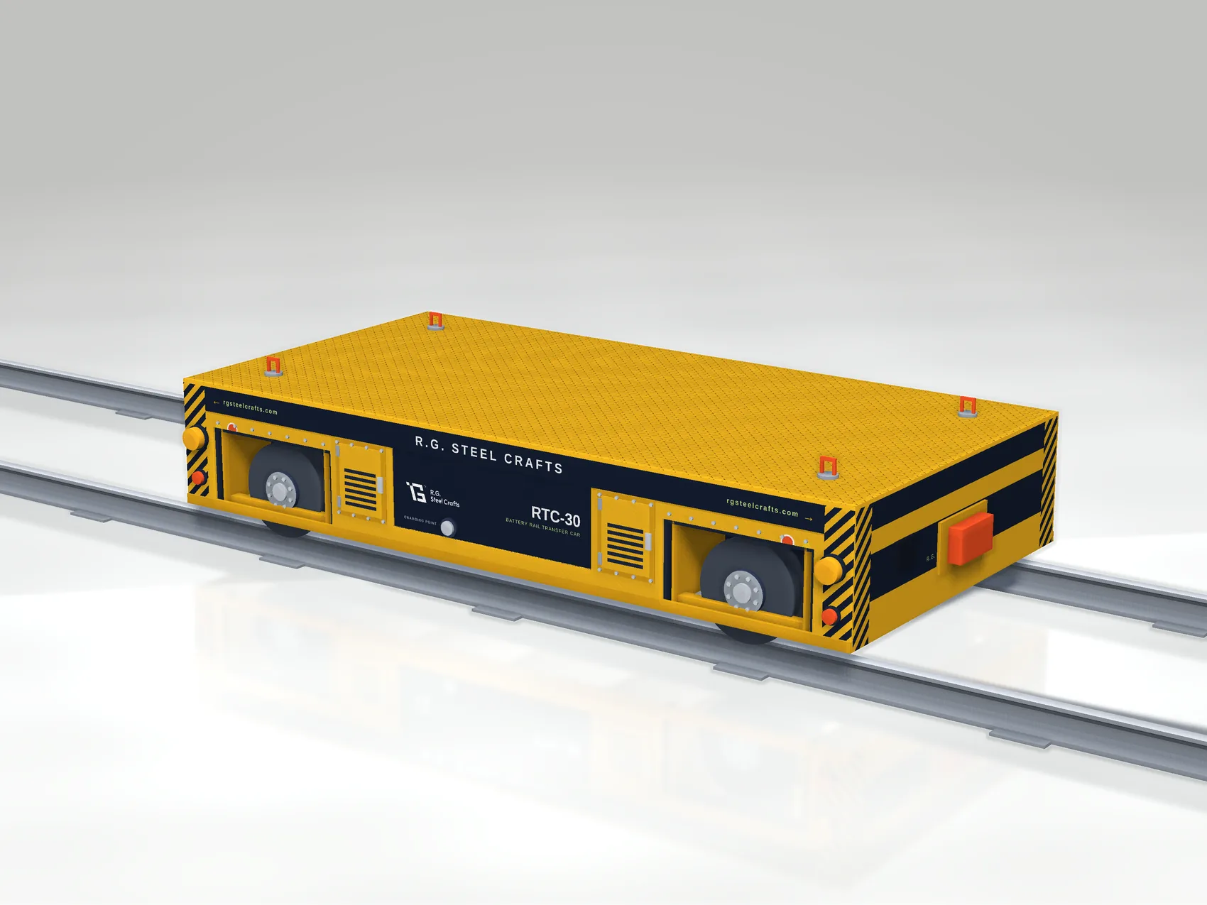 RTC-30 battery rail transfer car — 30,000 kg, 750 mm loading height, all four wheels driven