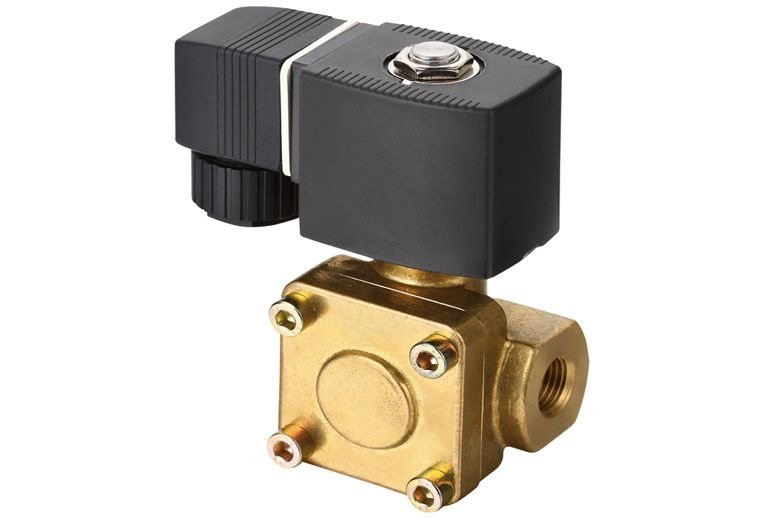 Brass-bodied solenoid valve with coil actuator, supplied by RG Steel Crafts