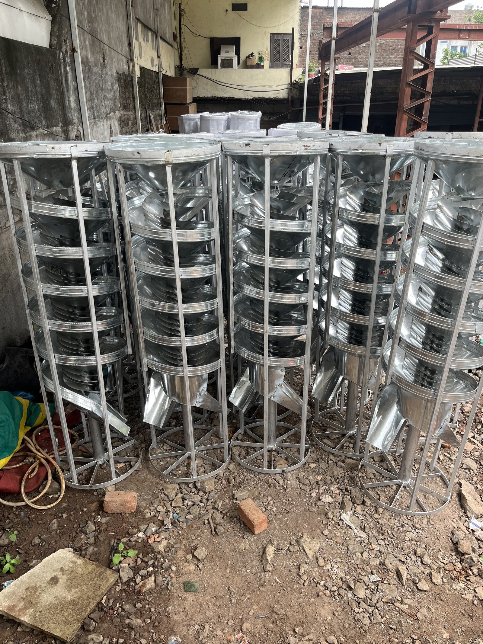 Spiral separators fabricated by RG Steel Crafts, galvanized iron, at the Indore facility