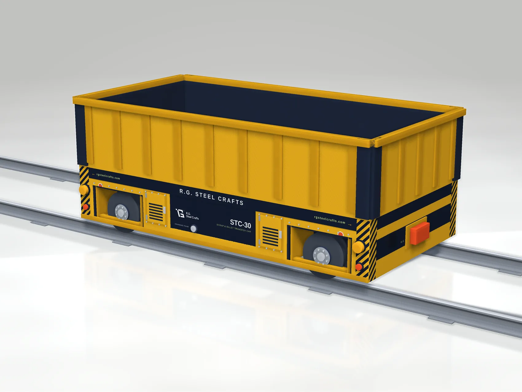 STC-30 battery scrap and billet transfer car — welded box body on a 30 tonne chassis